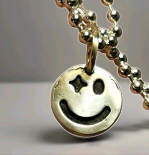 999 Silver Starry Eyed Charm / Amulet / Pendant - 15mm- New - Unisex - 1.1g